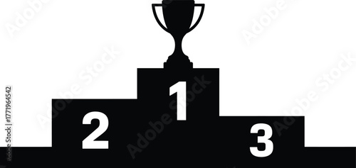  Vector art of podium with trophy for winners.