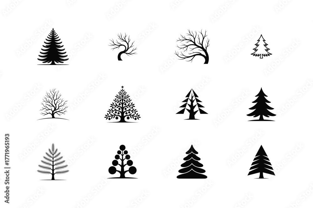 Obraz premium Minimal Christmas tree collection vector