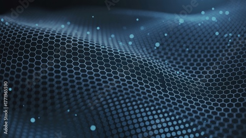 Abstract hexagonal grid background with glowing particles modern technology and science backdrop futuristic surface concept
