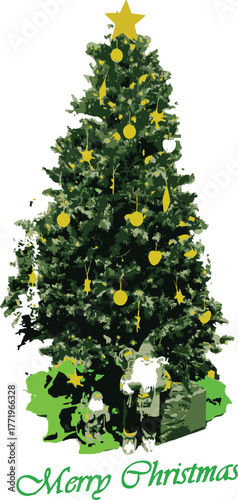 christmas tree with gold ornaments