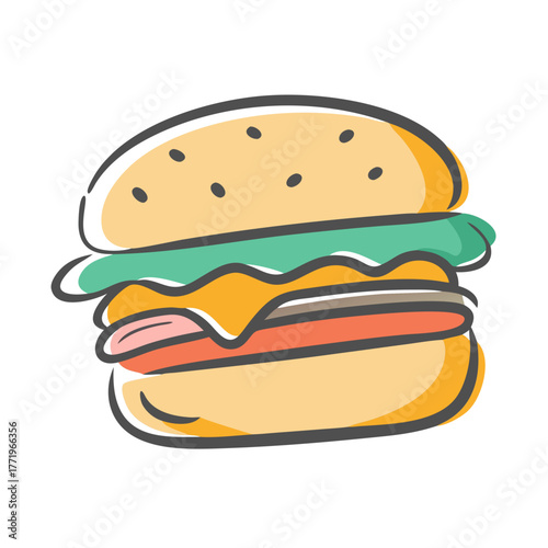 Delicious burger vector illustration for food graphics