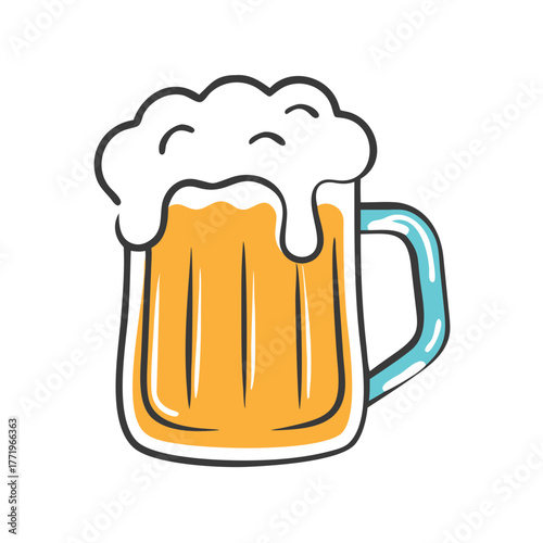 Vector illustration of a frothy beer mug scalable graphic icon