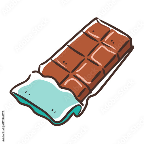 Vector illustration of a segmented chocolate bar with colorful filling