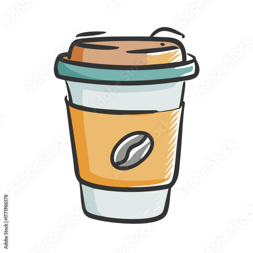 Scalable vector illustration of a disposable coffee cup icon