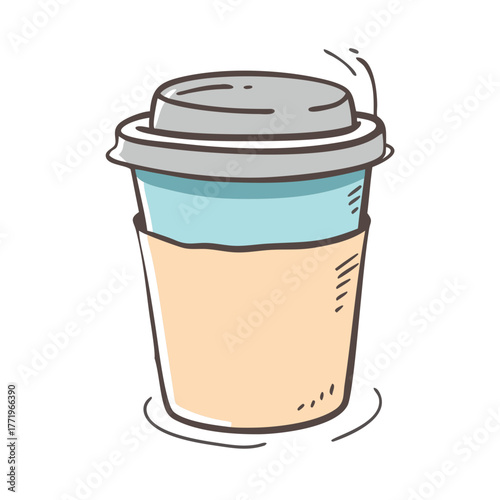 Vector illustration of a coffee cup with lid and sleeve