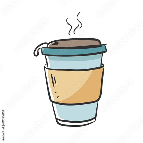 Steaming coffee cup vector illustration scalable icon