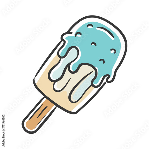 Delicious blue ice cream pop vector illustration sweet treat icon