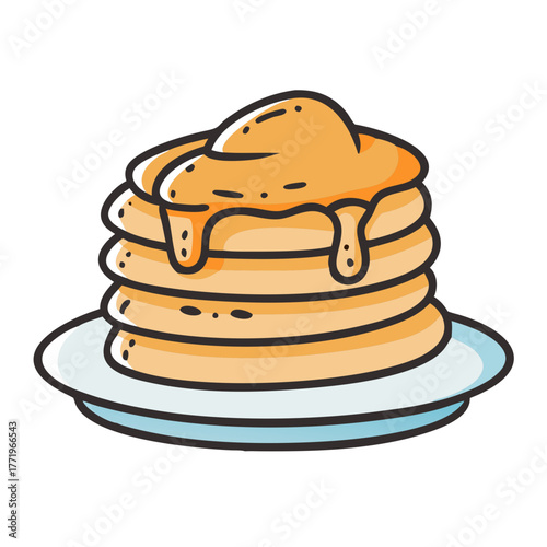 Delicious stack of pancakes with syrup vector illustration