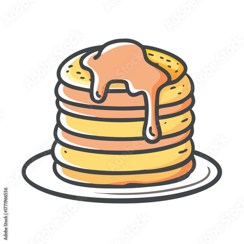 Delicious stack of pancakes with syrup vector illustration