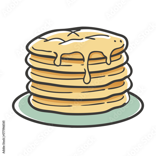 Delicious stack of pancakes with syrup vector illustration