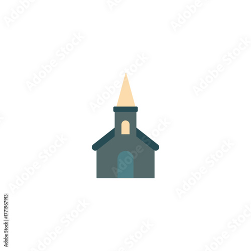 Vector church building chapel flat icon. Christian church building simple catholic tower religion orthodox cartoon icon