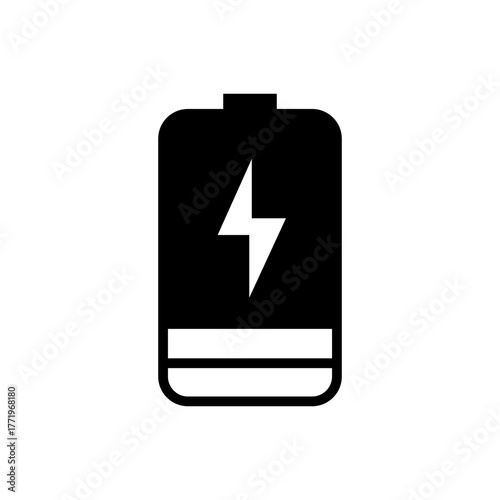 Battery charging electric power energy level flat icon
