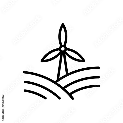 Outline windmill farm park renewable energy line art icon
