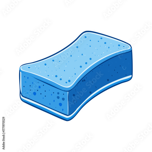 Vivid blue cleaning sponge for household chores and kitchen scrubbing hygiene