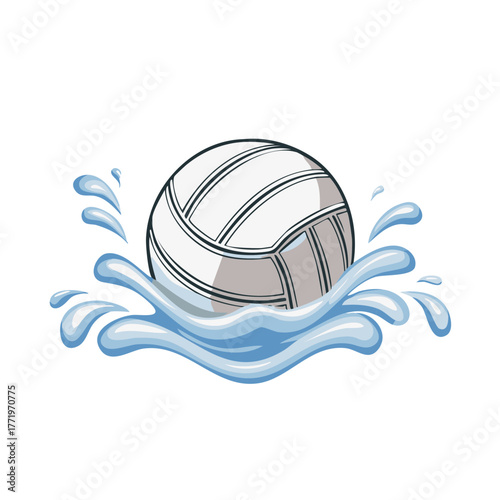 Dynamic Volleyball with Energetic Water Splashes Illustration for Summer Sports and Recreation