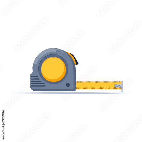 Illustration of a cartoon tape measure, isolated on a white background, measuring tool.