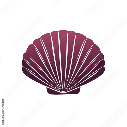 Elegant Purple Scallop Shell Illustration Simple Graphic Design