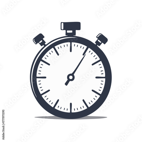 Stopwatch Illustration: Timeless Clock Design in Simplified Form