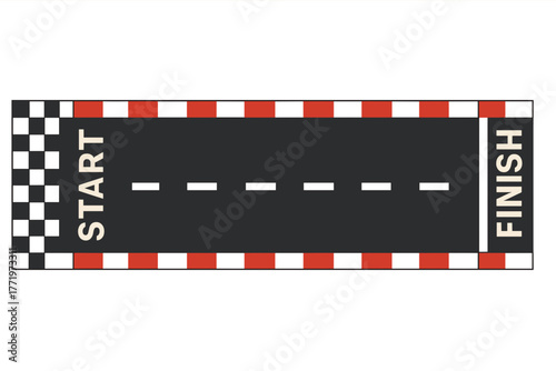Start and Finish line race track vector illustration on transparent background