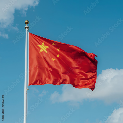 flag of china wave in wind