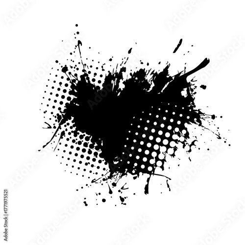 Splatter Paint Texture . Black Spray Blot of Ink. Place illustration Over any Object to Create Grungy Effect . hand drawn. Not AI, Vector