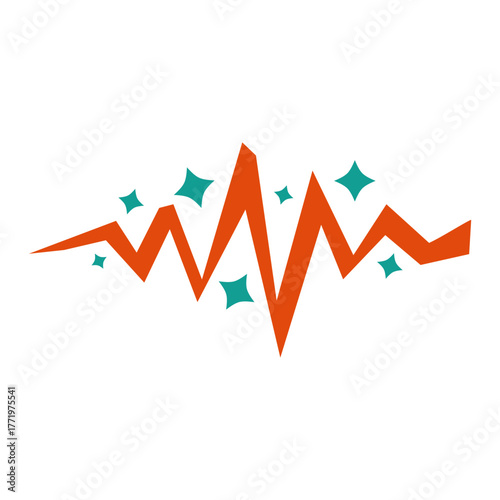 Vibrant orange waveform with sparkling teal accents, a dynamic symbol of energy and innovation, perfect for tech startups and creative ventures, originally created as a vector graphic