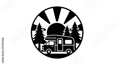 Camper Van Badge Vector Design