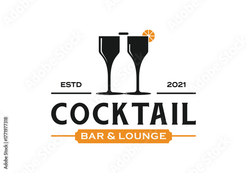 cocktail drink bar, beverage restaurant lounge sign logo design