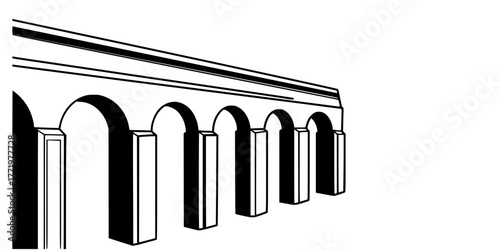 Roman Aqueduct Section Ancient Engineering Flat Vector