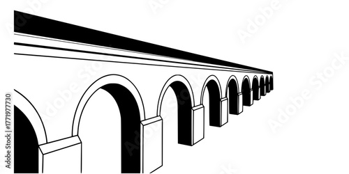 Roman Aqueduct Section Ancient Engineering Flat Vector