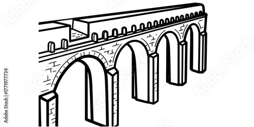 Roman Aqueduct Section Ancient Engineering Flat Vector