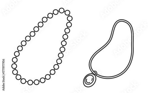 ネックレス、アクセサリー、洋服、ファッション、コーディネート、おしゃれ関連のイラスト