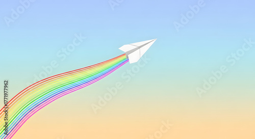 Paper Airplane Rainbow Trail Flight of Imagination Creative Design