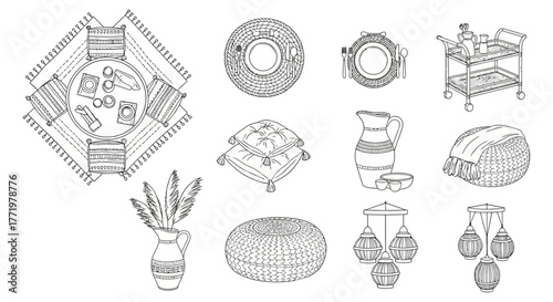 bohemian dining setup a stylish dining table with cushions and tableware for relaxed gatherings creating a cozy inviting and free-spirited ambiance