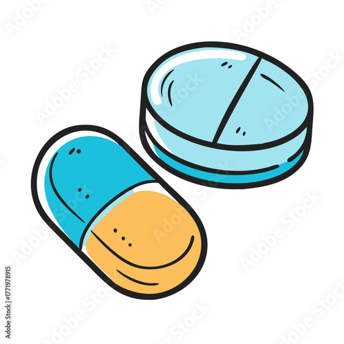 Vector illustration of two medicine pills scalable icon