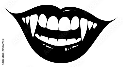 female lips with fangs — dark seductive smile