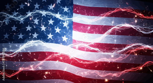 Waving American flag close-up symbolizing democracy and pride