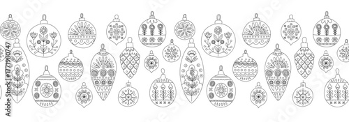Scandinavian Christmas Ornament Pattern Festive Folk Art Seamless Background