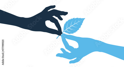 Hands creating a leaf shape with shadow play artistic silhouette