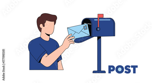 A man checking his mailbox and receiving a letter artistic silhouette