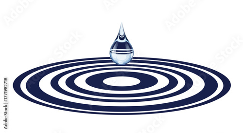 Water droplet creating concentric ripples a minimalist design silhouette