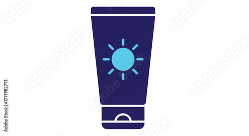 Blue tube of sunscreen with starburst design a striking silhouette