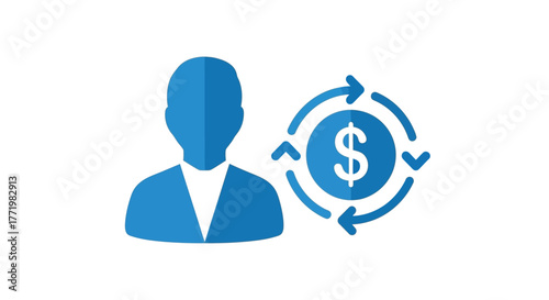 Businessperson with financial growth arrows and a dollar sign silhouette