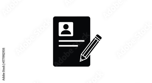 Application form with a pencil document and a headshot silhouette