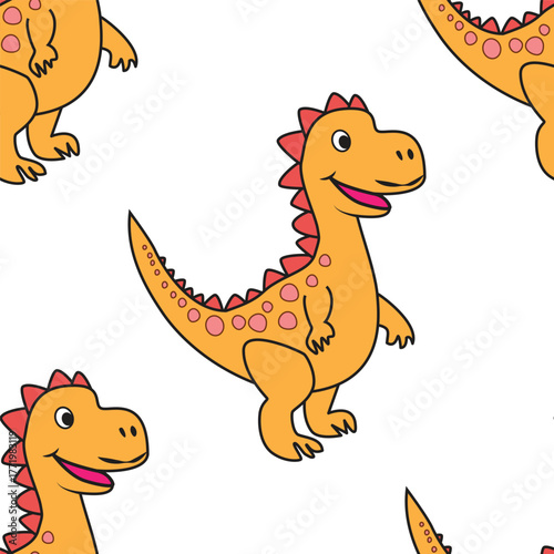 Cute Dinosaur Seamless Pattern for Kids' Design. Editable pattern on a transparent background