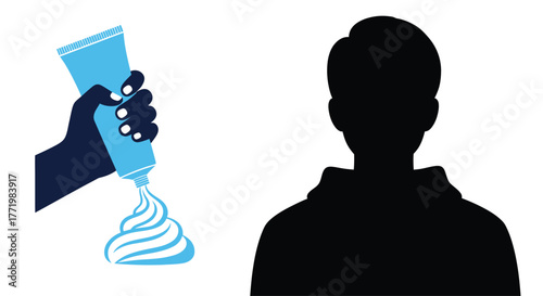 Applying cream to a person s face a striking visual silhouette