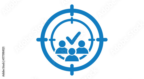 Target symbol with people inside a focused and strategic representation silhouette