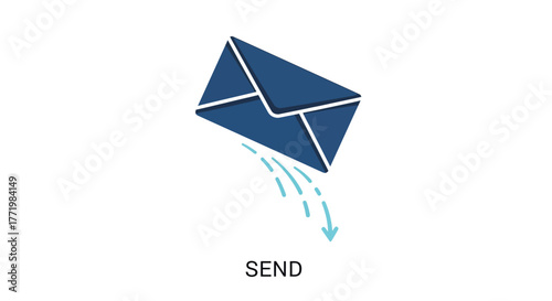 Falling blue envelope with a trail a modern graphic silhouette