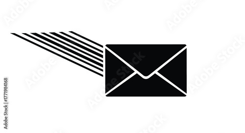 Black envelope with radiating lines a modern minimalist design silhouette