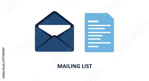 Blue envelope and document illustration a modern mailing list design silhouette